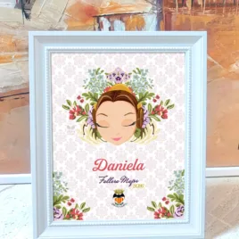 marco con ilustración personalizada fallera, fantástico regalo fallero personalizado